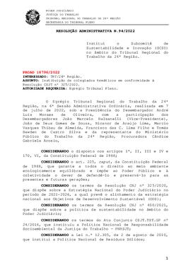 Resolução Administrativa n. 94/2022