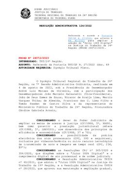 Resolução Administrativa n. 124/2022