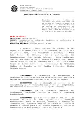 Resolução Administrativa n. 80/2022