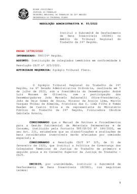 Resolução Administrativa n. 93/2022