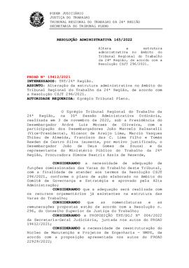 Resolução Administrativa n. 165/2022