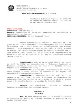 Resolução Administrativa n. 111/2022