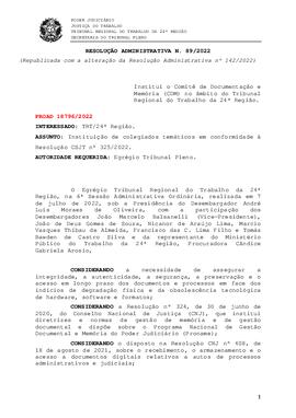 Resolução Administrativa n. 89/2022