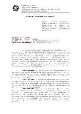 Resolução Administrativa n. 157/2022