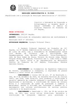 Resolução Administrativa n. 91/2022