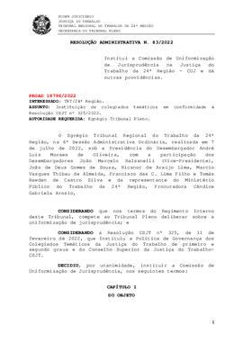 Resolução Administrativa n. 83/2022