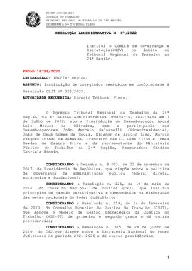 Resolução Administrativa n. 87/2022