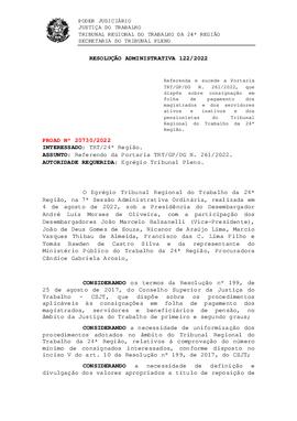Resolução Administrativa n. 122/2022