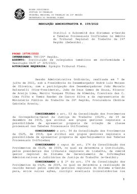 Resolução Administrativa n. 109/2022