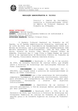 Resolução Administrativa n. 92/2022
