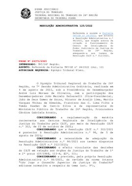 Resolução Administrativa n. 125/2022