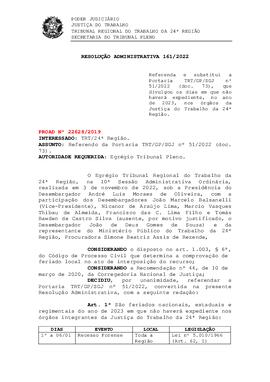 Resolução Administrativa n. 161/2022