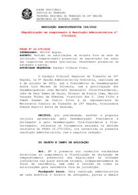Resolução Administrativa n. 146/2022