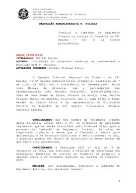 Resolução Administrativa n. 84/2022