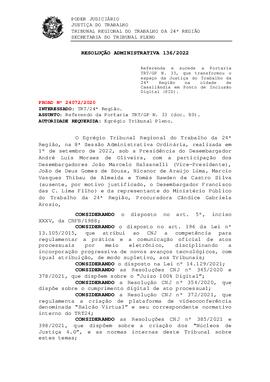 Resolução Administrativa n. 136/2022