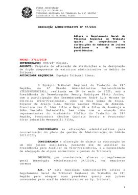 Resolução Administrativa n. 57/2021