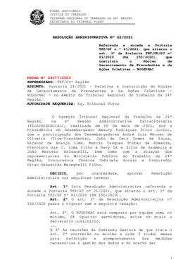 Resolução Administrativa n. 62/2021