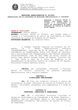 Resolução Administrativa n. 96/2021