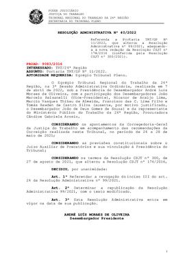 Resolução Administrativa n. 40/2022