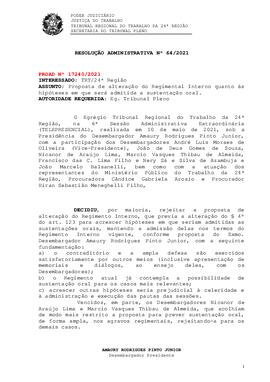 Resolução Administrativa n. 64/2021