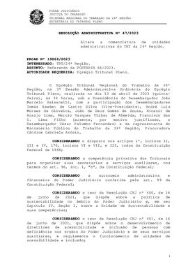 Resolução Administrativa n. 47/2023