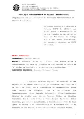 Resolução Administrativa n. 43/2022