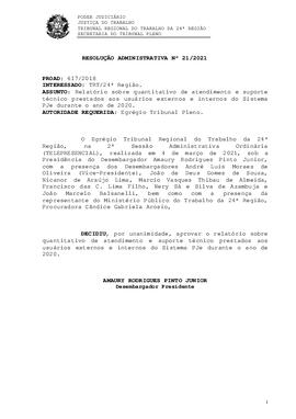 Resolução Administrativa n. 21/2021