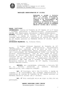 Resolução Administrativa n. 33/2021