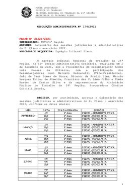 Resolução Administrativa n. 174/2021