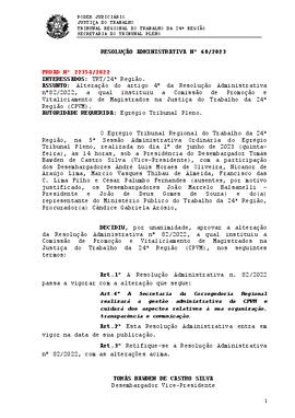 Resolução Administrativa n. 60/2023