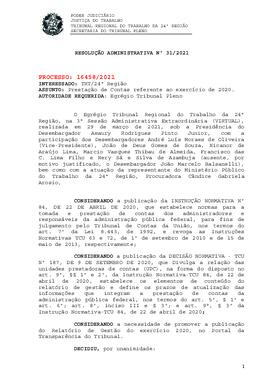 Resolução Administrativa n. 31/2021
