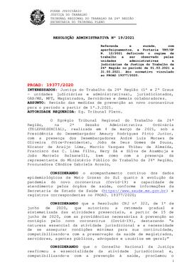 Resolução Administrativa n. 19/2021