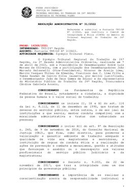 Resolução Administrativa n. 31/2022