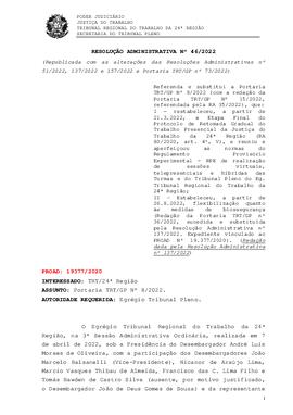 Resolução Administrativa n. 46/2022
