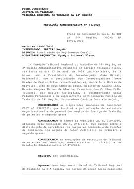 Resolução Administrativa n. 46/2023