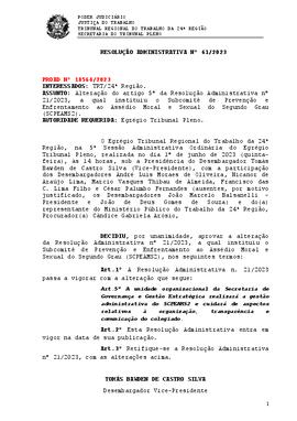 Resolução Administrativa n. 61/2023