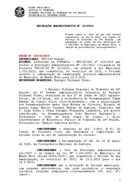 Resolução Administrativa n. 67/2023