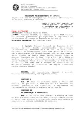 Resolução Administrativa n. 40/2021