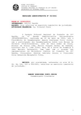 Resolução Administrativa n. 54/2021