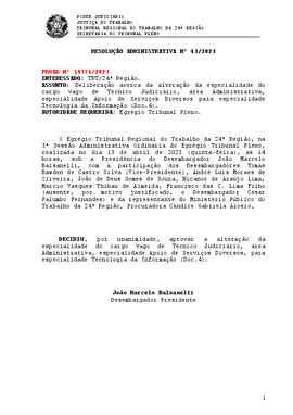 Resolução Administrativa n. 43/2023