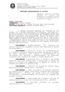 Resolução Administrativa n. 44/2022