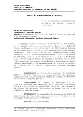 Resolução Administrativa n. 45/2023