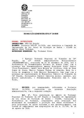 Resolução Administrativa n. 134/2020
