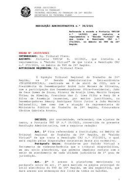 Resolução Administrativa n. 36/2021