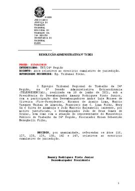 Resolução Administrativa n. 73/2021